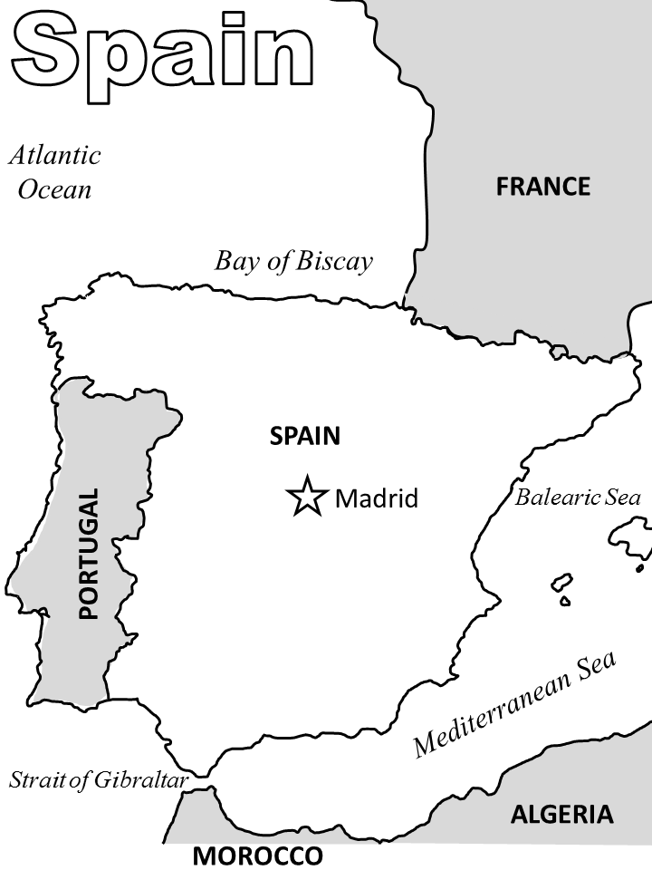 Spain Coloring Pages Countries of the World Educational map2 2020 616 Coloring4free