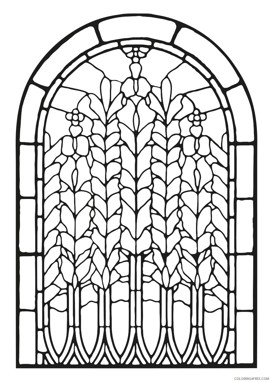 Stained Glass for Adults Coloring Pages Window Adult Printable 2020 781 Coloring4free