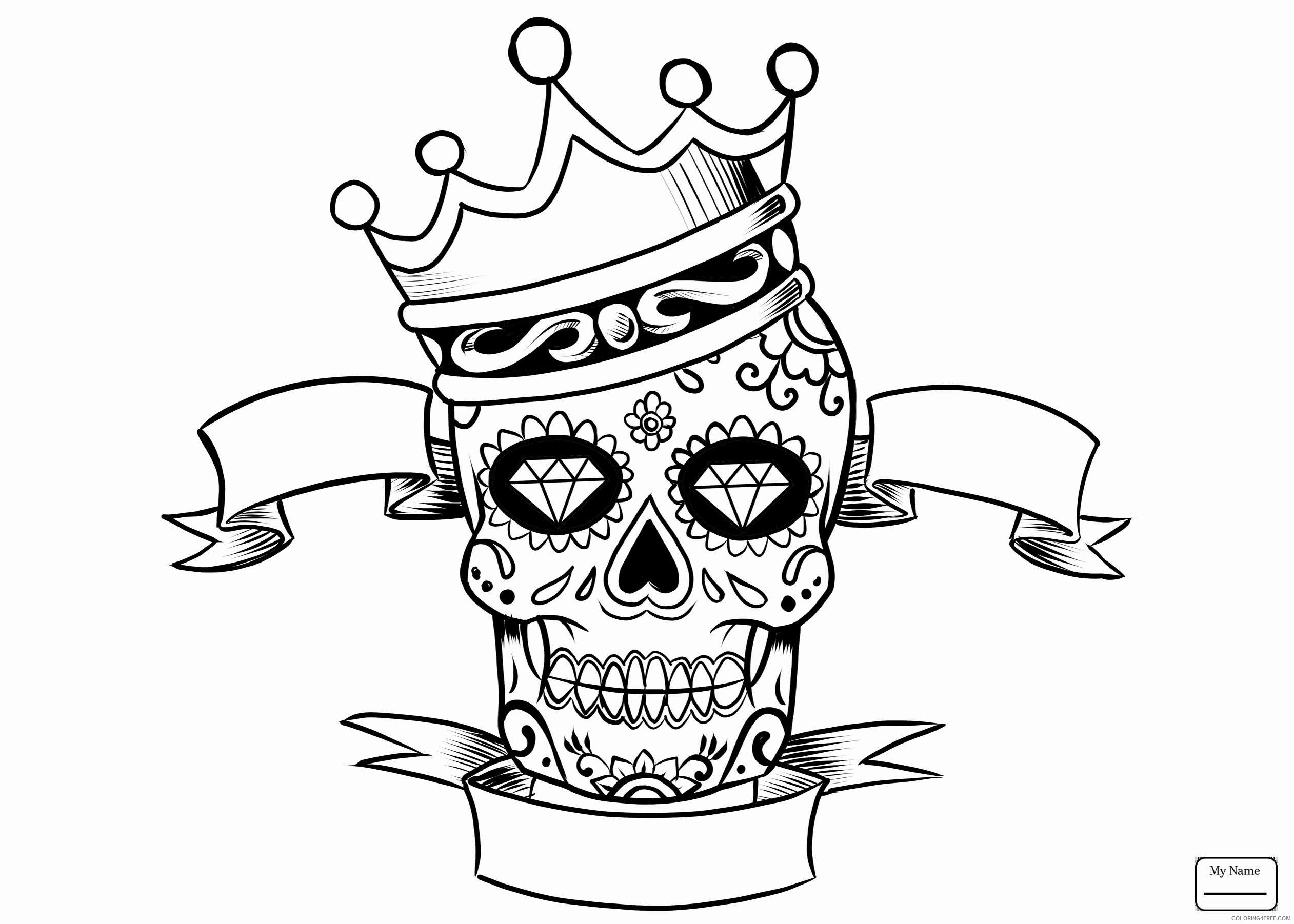 Sugar Skull Coloring Pages Adult Adult Skull Printable 2020 787 Coloring4free