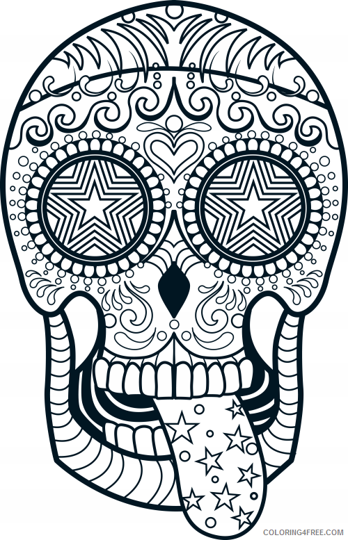 Sugar Skull Coloring Pages Adult Adult Sugar Skull Printable 2020 789 Coloring4free