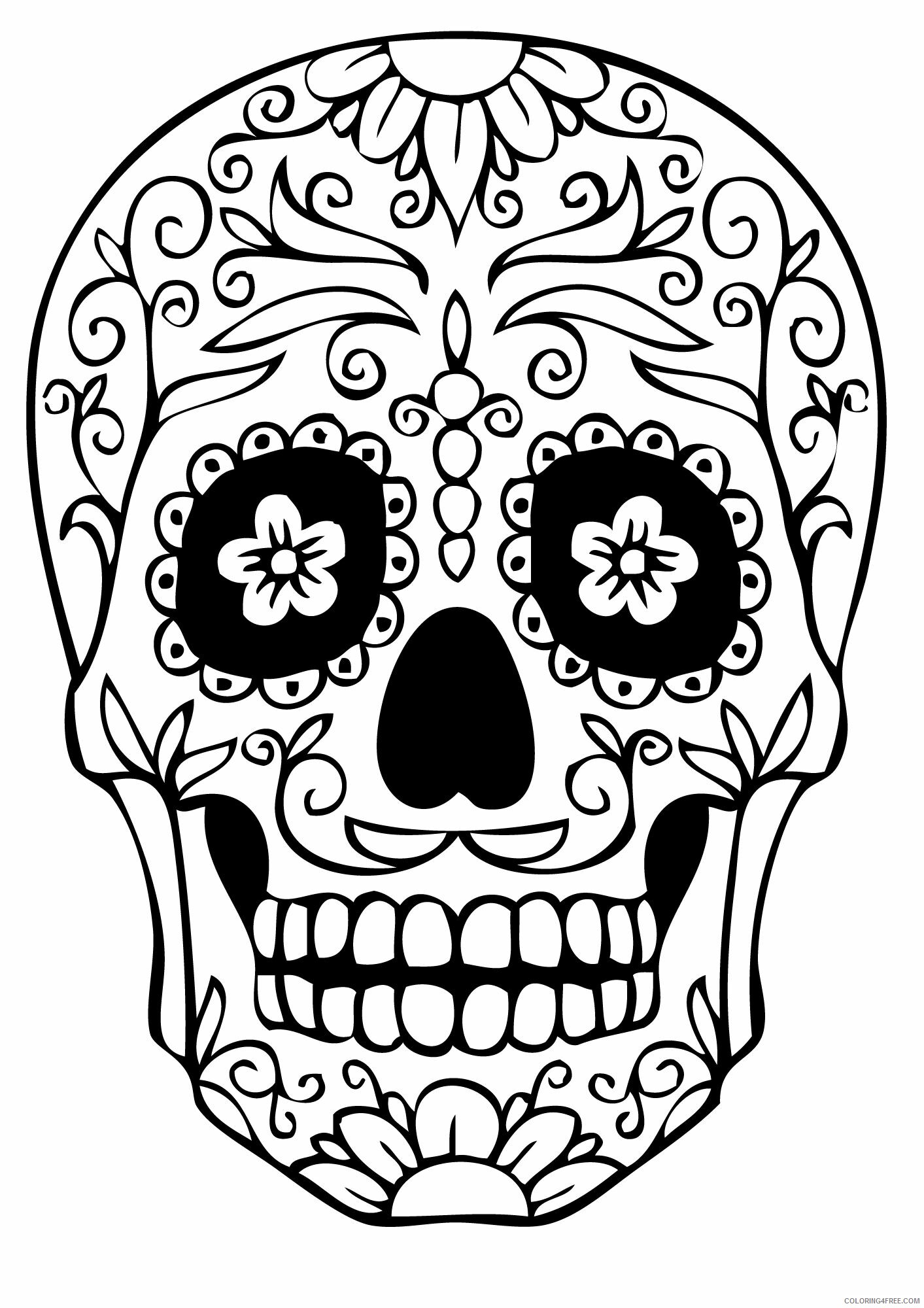 Sugar Skull Coloring Pages Adult Free Sugar Skull Printable 2020 791 Coloring4free
