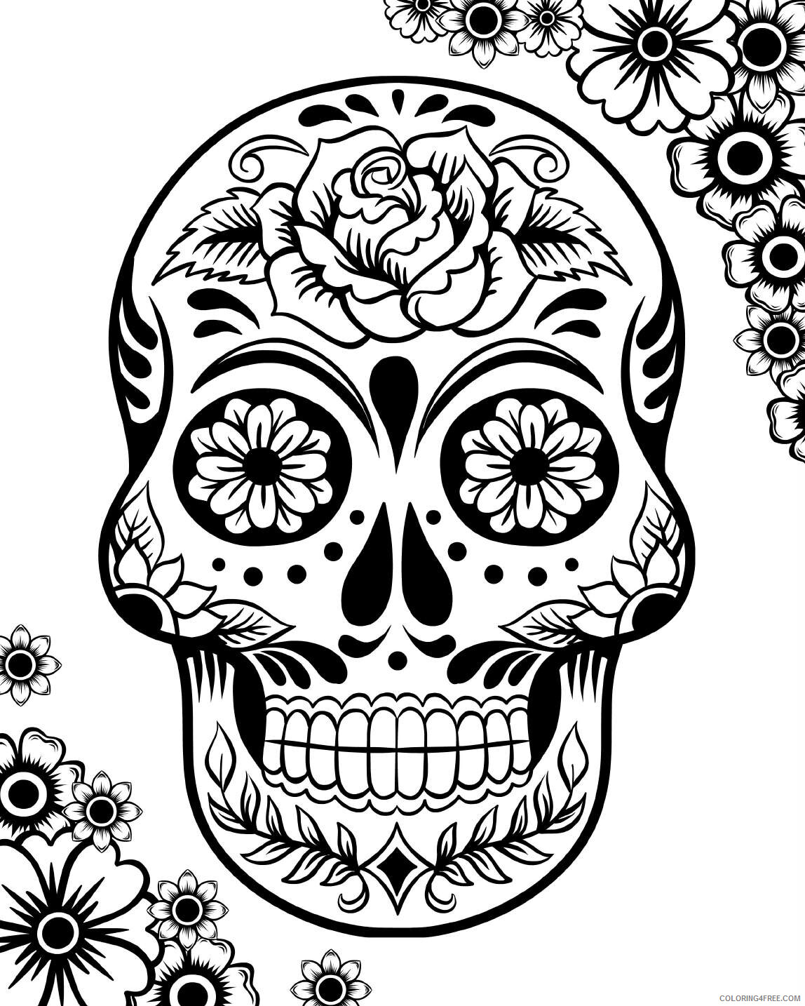 Sugar Skull Coloring Pages Adult Free Sugar Skull for Adults Printable 2020 792 Coloring4free
