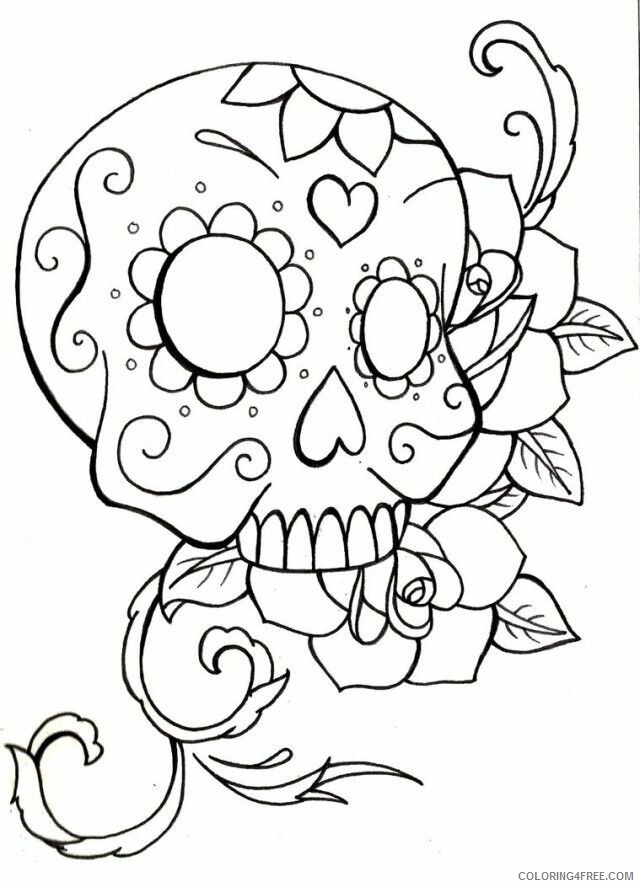 Sugar Skull Coloring Pages Adult Print Sugar Skull Printable 2020 794 Coloring4free