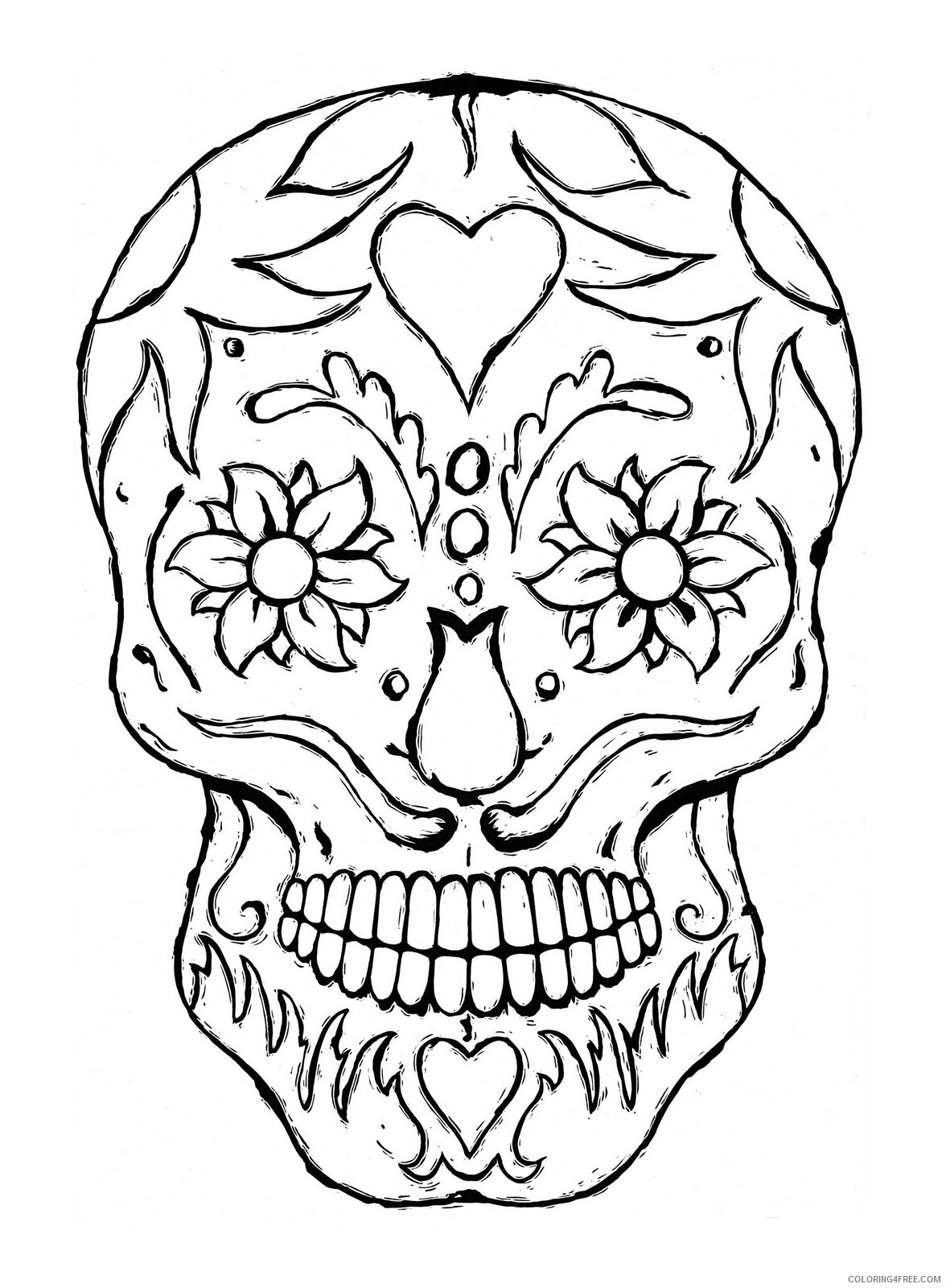 Sugar Skull Coloring Pages Adult Sugar Skull 2 Printable 2020 796 Coloring4free