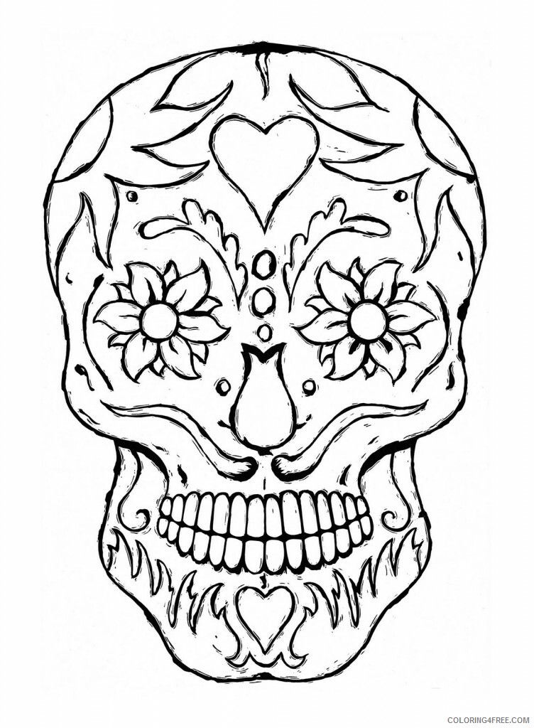 Sugar Skull Coloring Pages Adult Sugar Skull Free Printable 2020 815 Coloring4free
