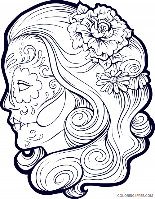 Sugar Skull Coloring Pages Adult Sugar Skull Girl for Adults Printable 2020 817 Coloring4free