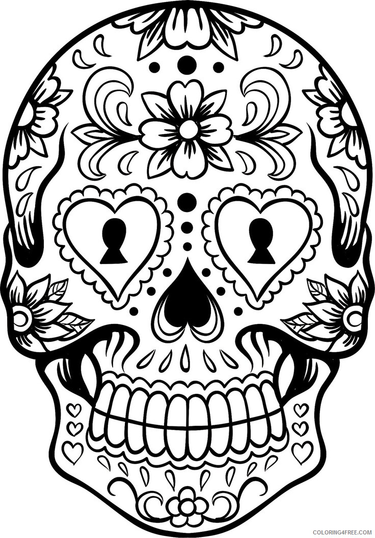 Sugar Skull Coloring Pages Adult Sugar Skull Printable 2020 798 Coloring4free