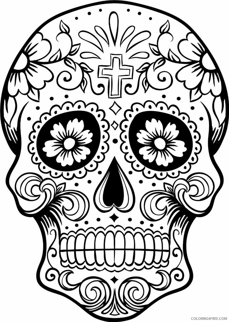 Sugar Skull Coloring Pages Adult Sugar Skull for Adults Printable 2020 800 Coloring4free