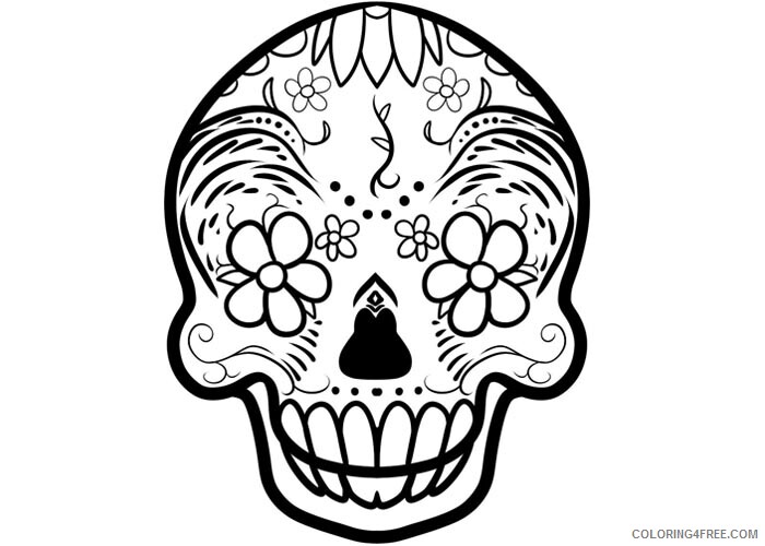 Sugar Skull Coloring Pages Adult Sugar skull tattoo Printable 2020 818 Coloring4free
