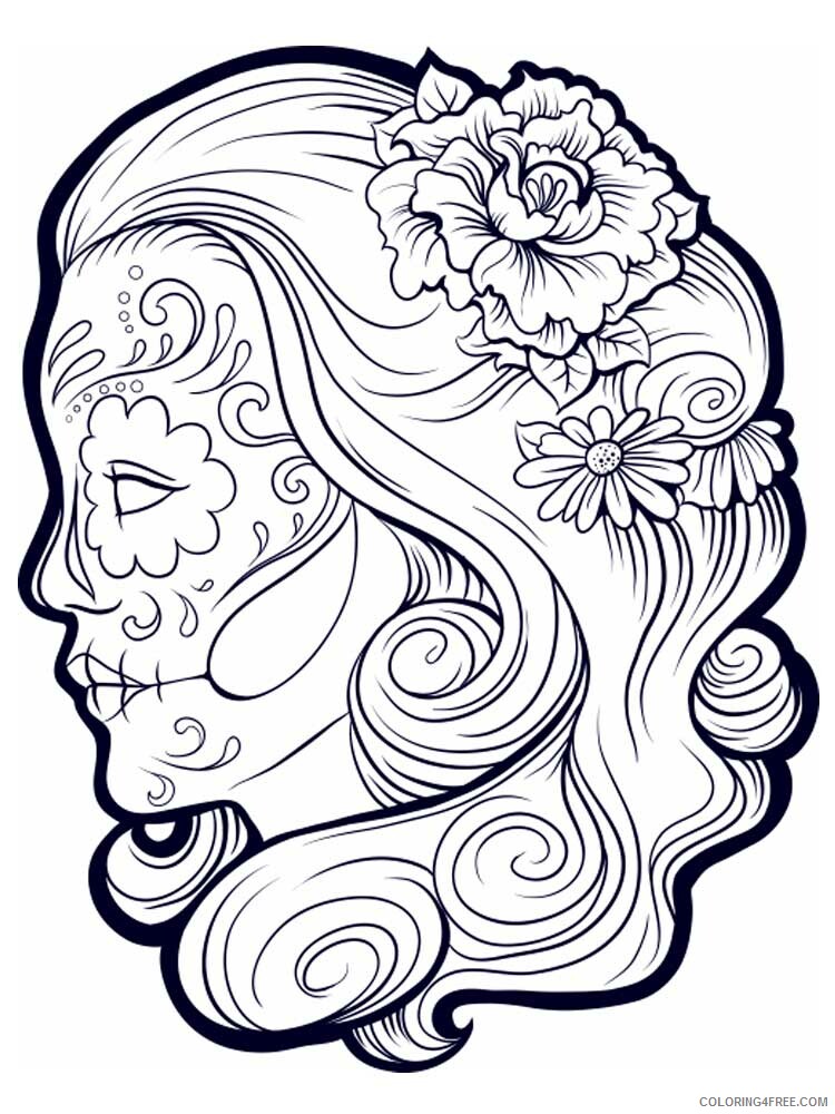 Sugar Skull Coloring Pages Adult sugar skull for adults 15 Printable 2020 806 Coloring4free