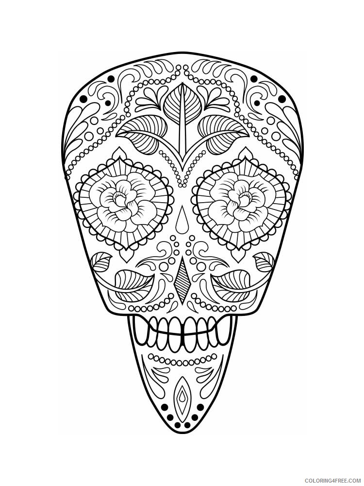 Sugar Skull Coloring Pages Adult sugar skull for adults 18 Printable 2020 808 Coloring4free
