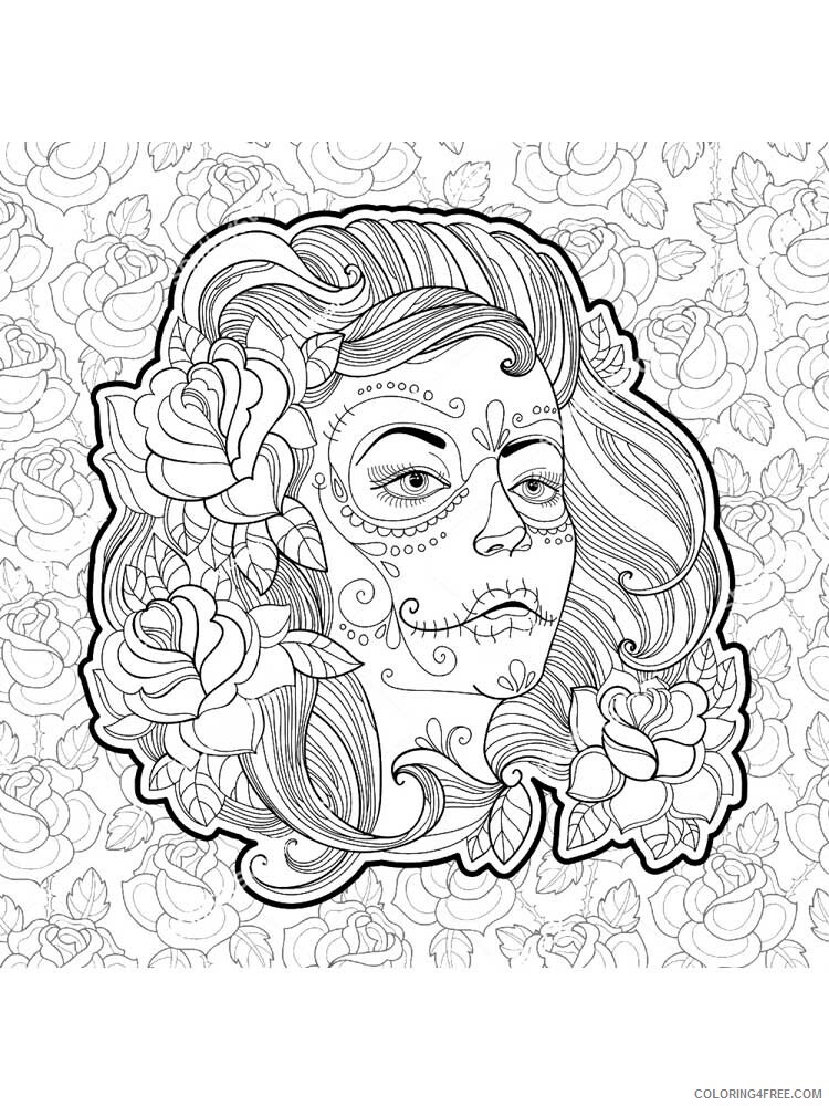 Sugar Skull Coloring Pages Adult sugar skull for adults 3 Printable 2020 809 Coloring4free