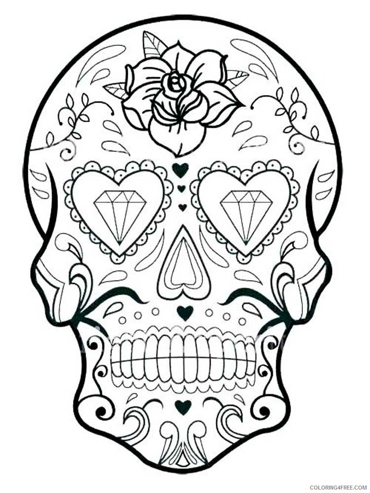 Sugar Skull Coloring Pages Adult Sugar Skull For Adults 9 Printable 2020 814 Coloring4free Coloring4free Com