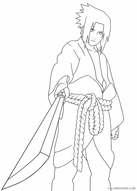 Sword Coloring Pages for boys sasuke_with_sword a4 Printable 2020 0953 Coloring4free