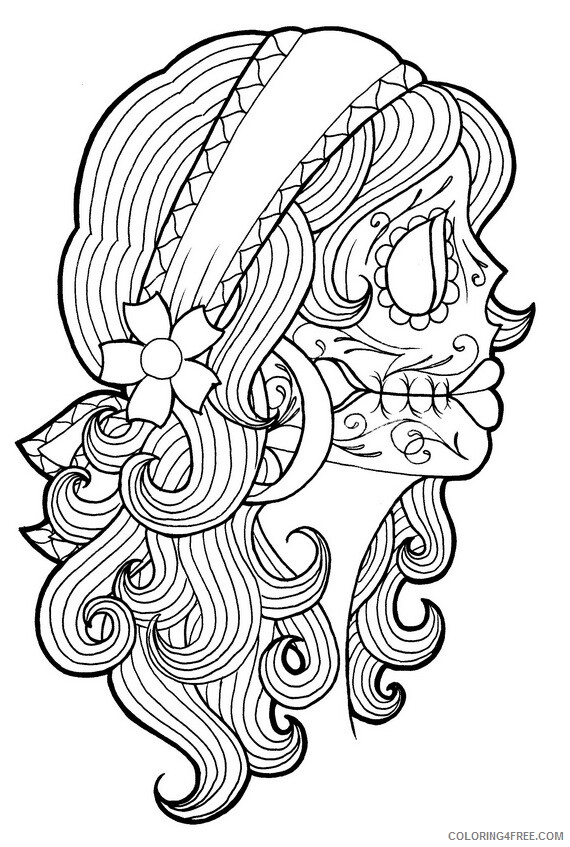 Tattoo for Adults Coloring Pages Day of the Dead Tattoo Printable 2020 784 Coloring4free