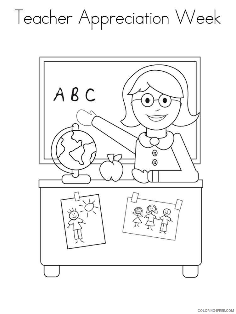Teacher Appreciation Coloring Pages Educational Printable 2020 1972 Coloring4free