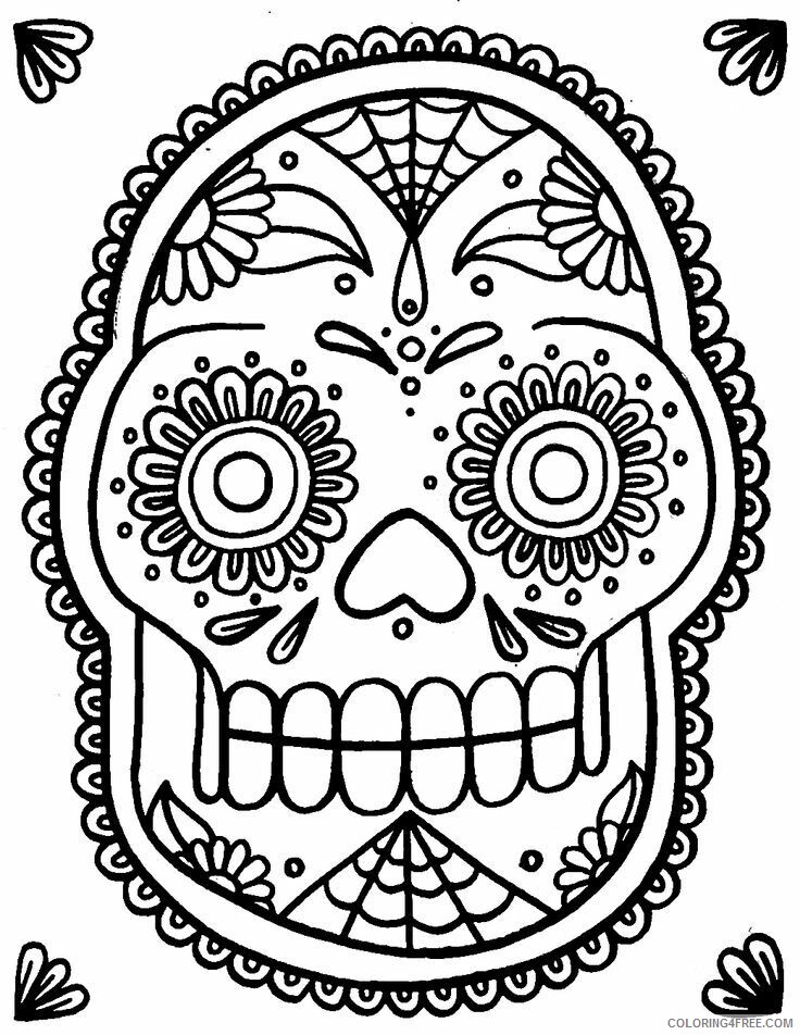 Teens Coloring Pages Adult Teen Sugar Skull Printable 2020 880 Coloring4free