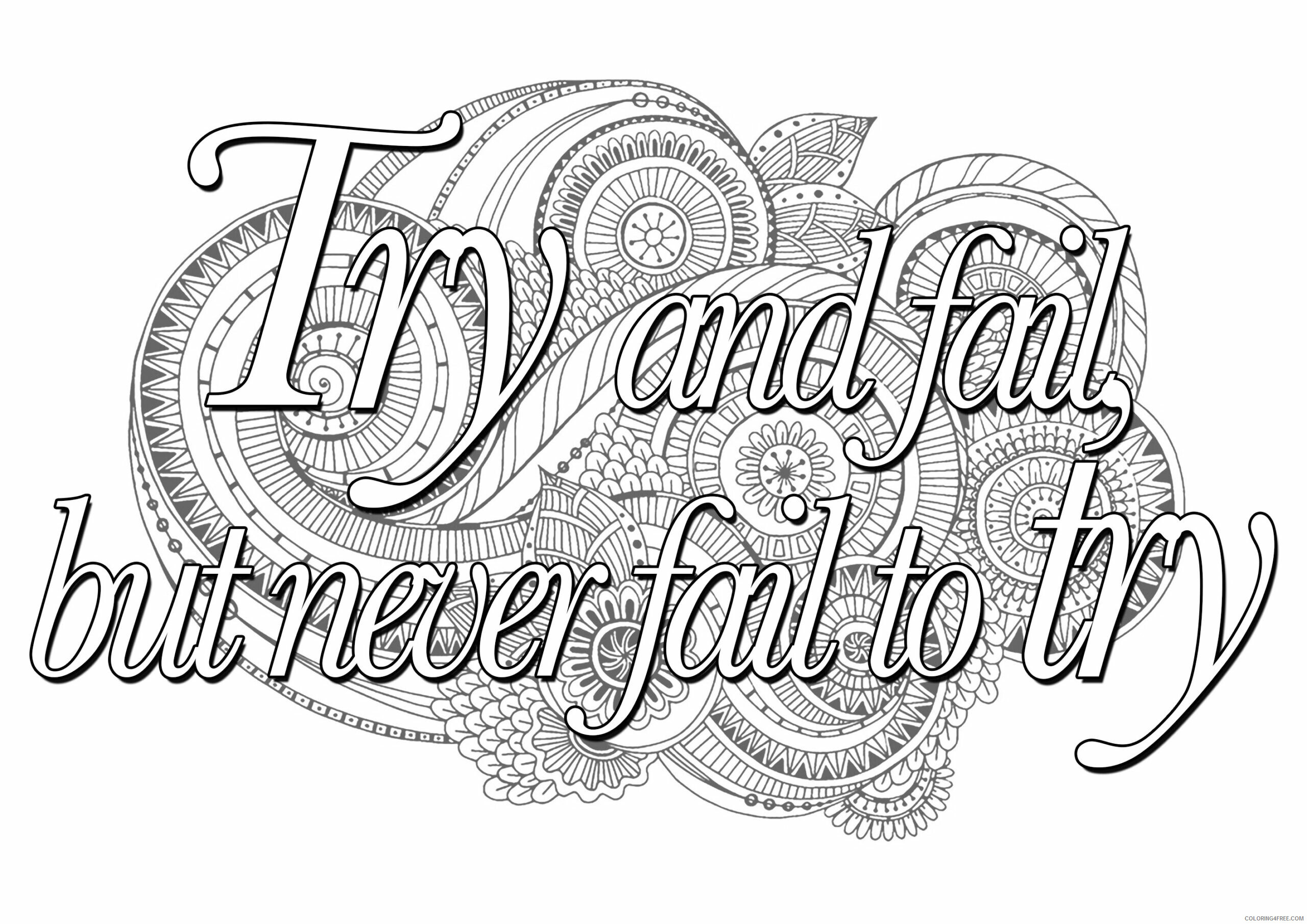Teens Coloring Pages Adult Try Quote for Teens Printable 2020 881 Coloring4free