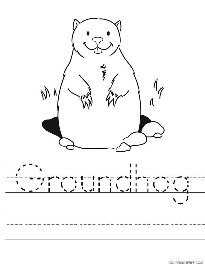 Tracing Coloring Pages Educational Groundhog Worksheet Printable 2020 1988 Coloring4free