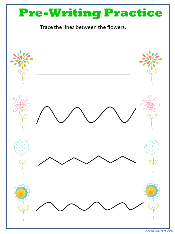 Tracing Coloring Pages Educational Spring Worksheet Printable 2020 1989 Coloring4free