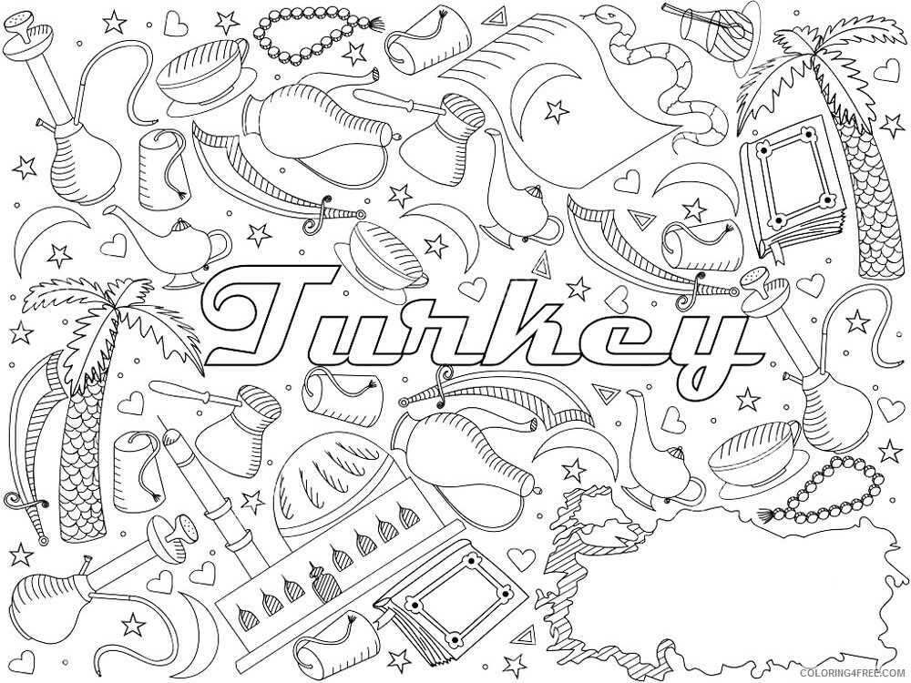 Turkey Coloring Pages Countries of the World Educational Printable 2020 618 Coloring4free