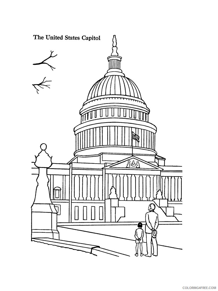 US Capitol Building Coloring Pages Educational Printable 2020 2008 Coloring4free