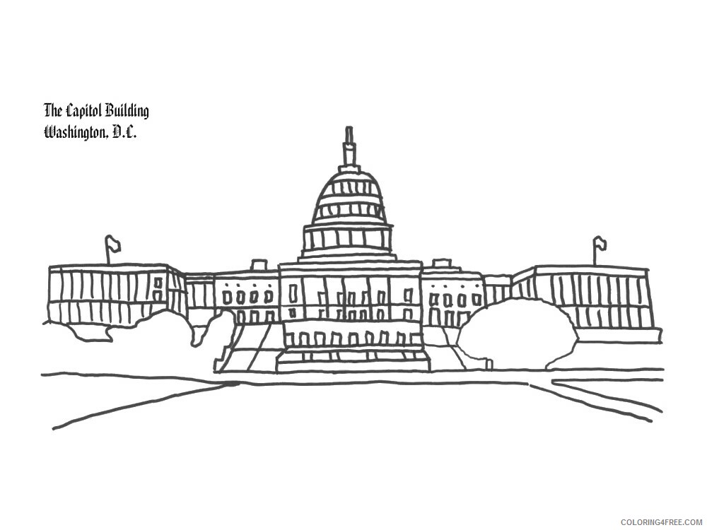 US Capitol Building Coloring Pages Educational Printable 2020 2009 Coloring4free