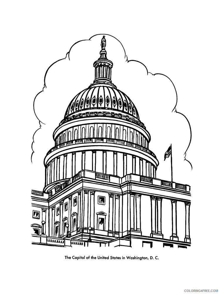 US Capitol Building Coloring Pages Educational Printable 2020 2010 Coloring4free