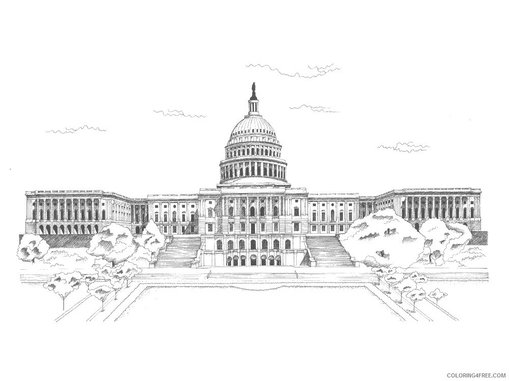 US Capitol Building Coloring Pages Educational Printable 2020 2011 Coloring4free