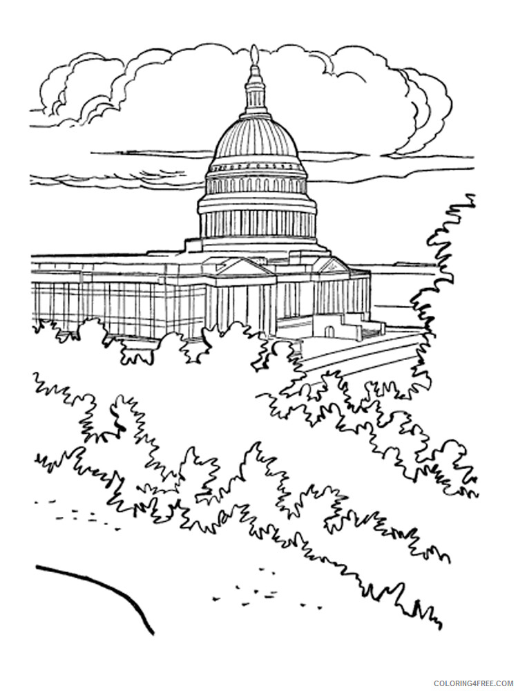 US Capitol Building Coloring Pages Educational Printable 2020 2012 Coloring4free