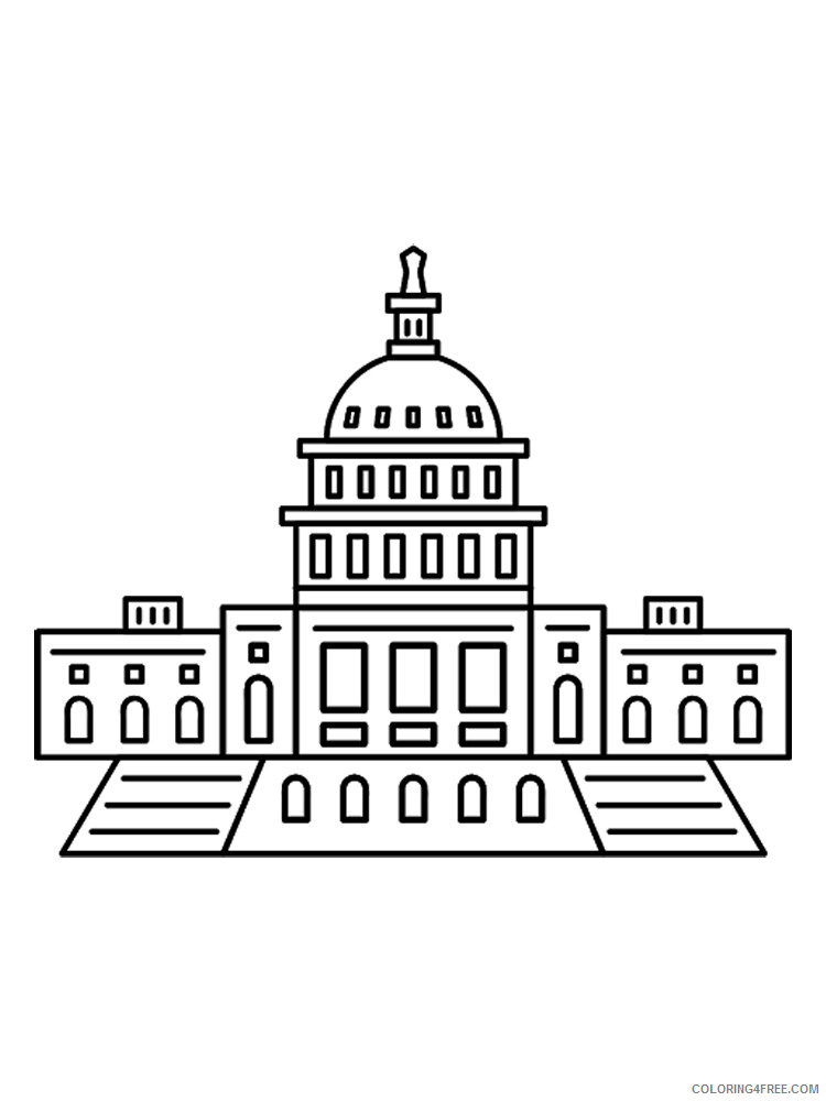 US Capitol Building Coloring Pages Educational Printable 2020 2013 Coloring4free