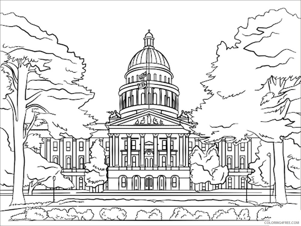 US Capitol Building Coloring Pages Educational Printable 2020 2014 Coloring4free