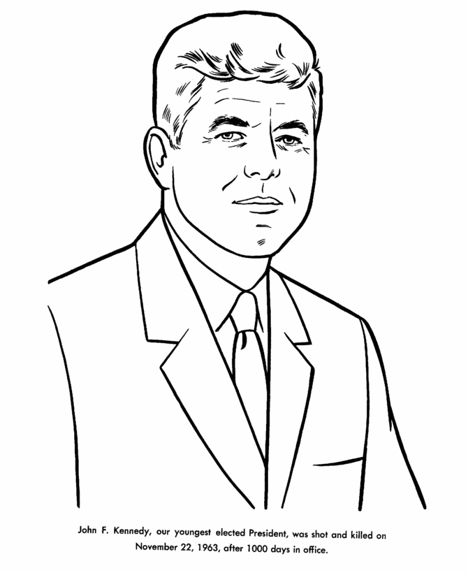 US Presidents Coloring Pages Educational John F Kennedy Presidents Day 2020 2031 Coloring4free