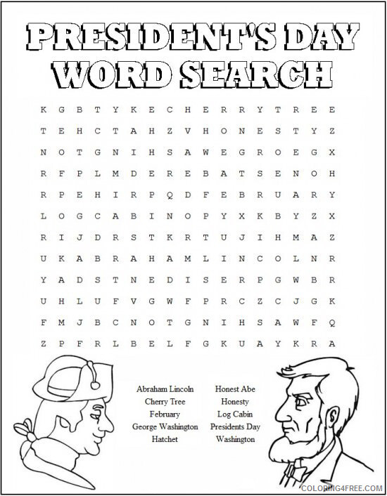 US Presidents Coloring Pages Educational Presidents Day Word Search 2020 2024 Coloring4free