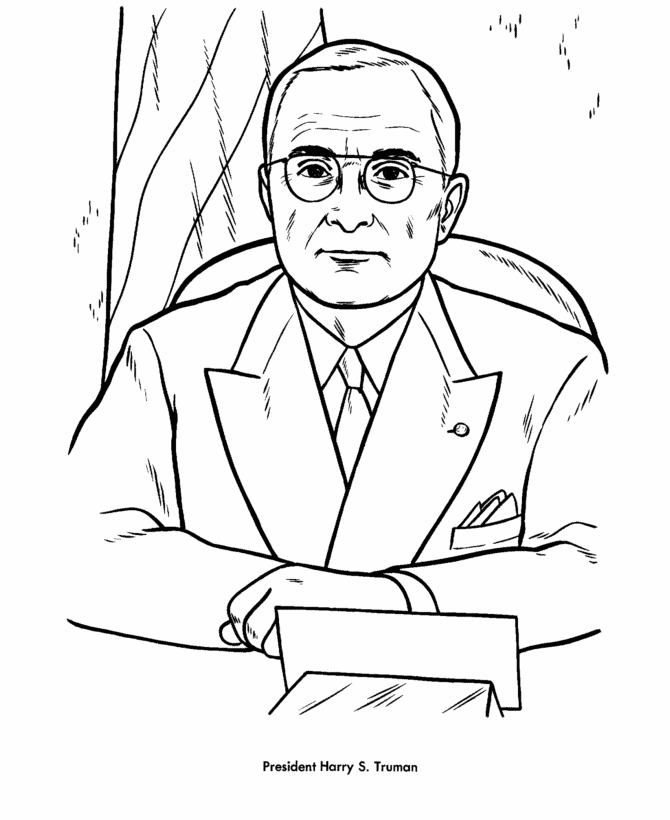 US Presidents Coloring Pages Educational Truman Presidents Day 2020 2043 Coloring4free