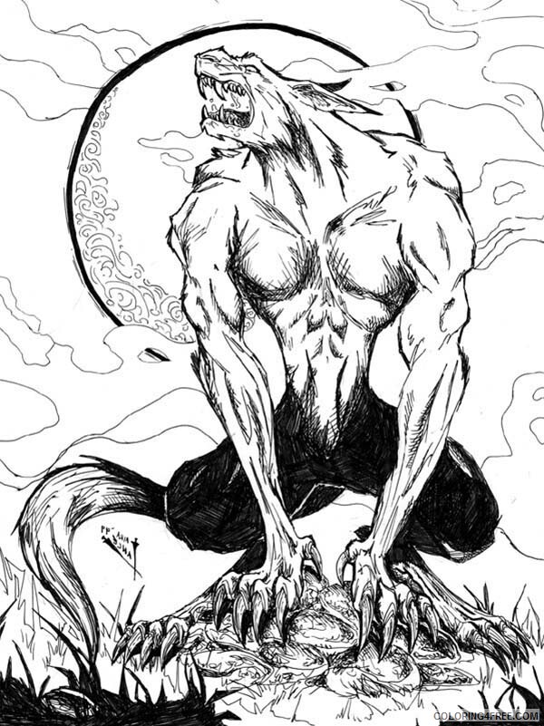 Werewolves Coloring Pages for boys Howling Werewolf Picture Printable 2020 1022 Coloring4free