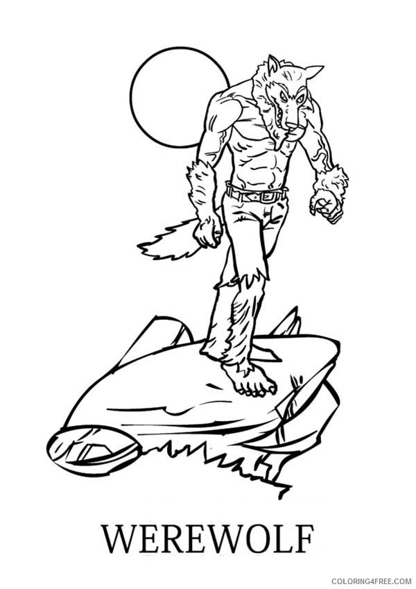 Werewolves Coloring Pages for boys Werewolf Walking on the Rock Print 2020 1029 Coloring4free