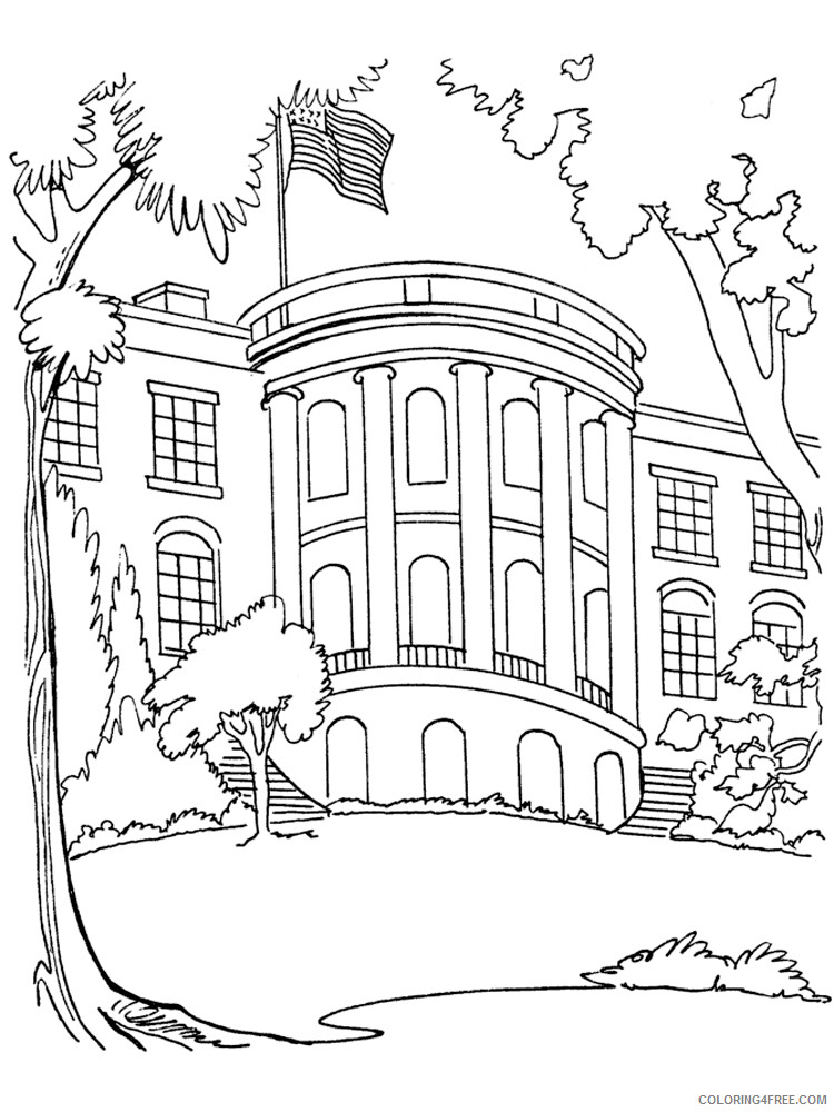 White House Coloring Pages Educational white house 1 Printable 2020 2064 Coloring4free