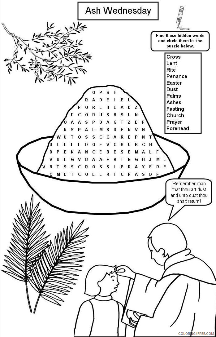 Word Searches Coloring Pages Educational Ash Wednesday Printable 2020 2081 Coloring4free
