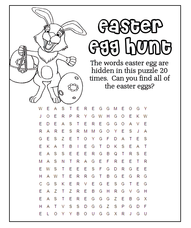 Word Searches Coloring Pages Educational Easter Egg Hunt Printable 2020 2093 Coloring4free