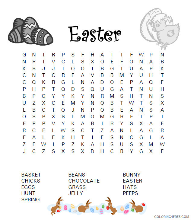 Word Searches Coloring Pages Educational Easter Holiday Printable 2020 2094 Coloring4free