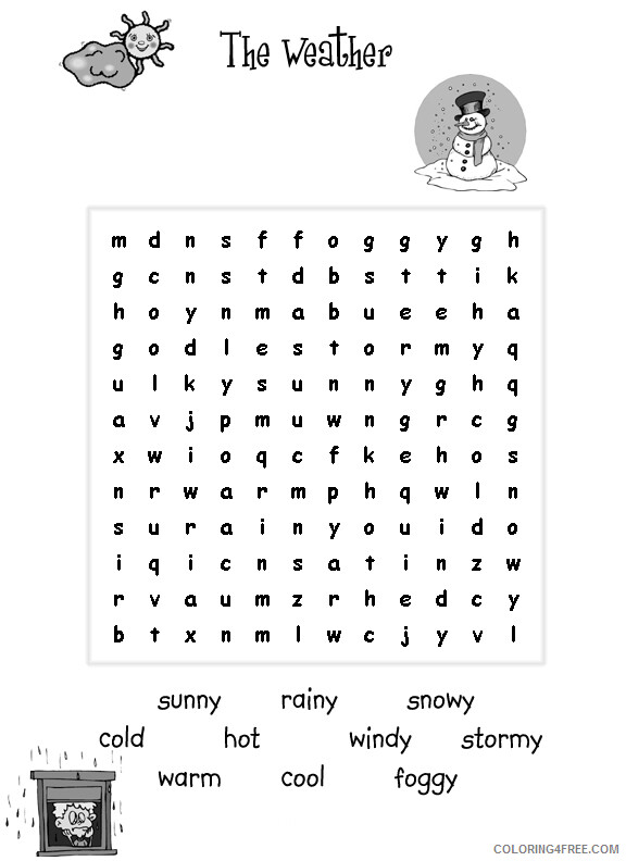 Word Searches Coloring Pages Educational Easy Weather Printable 2020 2096 Coloring4free