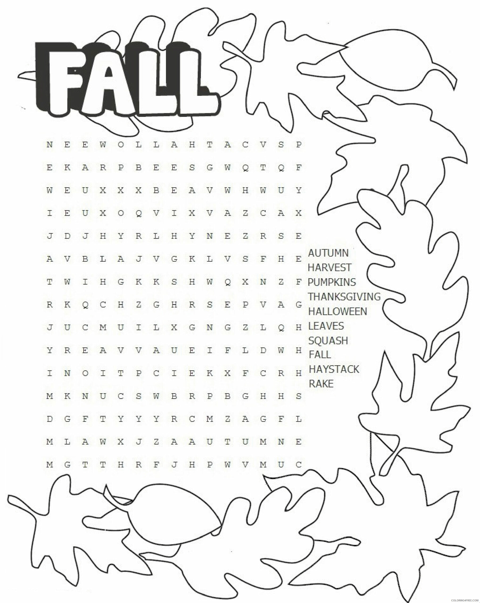 Word Searches Coloring Pages Educational Fall Third Grade Printable 2020 2109 Coloring4free
