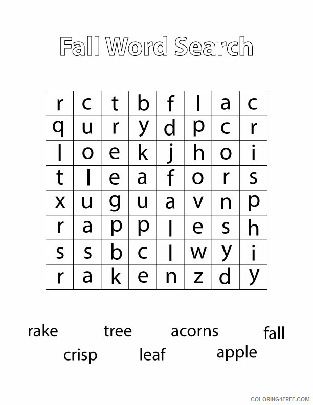 Word Searches Coloring Pages Educational Fall Word Search Printable 2020 2111 Coloring4free