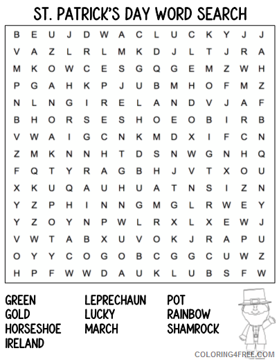 Word Searches Coloring Pages Educational Free St Patricks Day Printable 2020 2115 Coloring4free