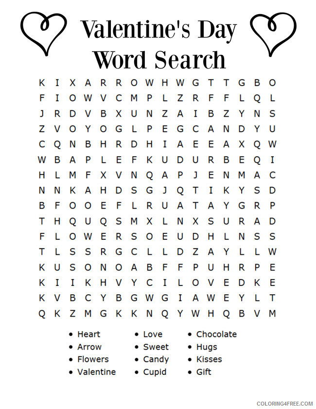 Word Searches Coloring Pages Educational Free Valentines Printable 2020 2117 Coloring4free