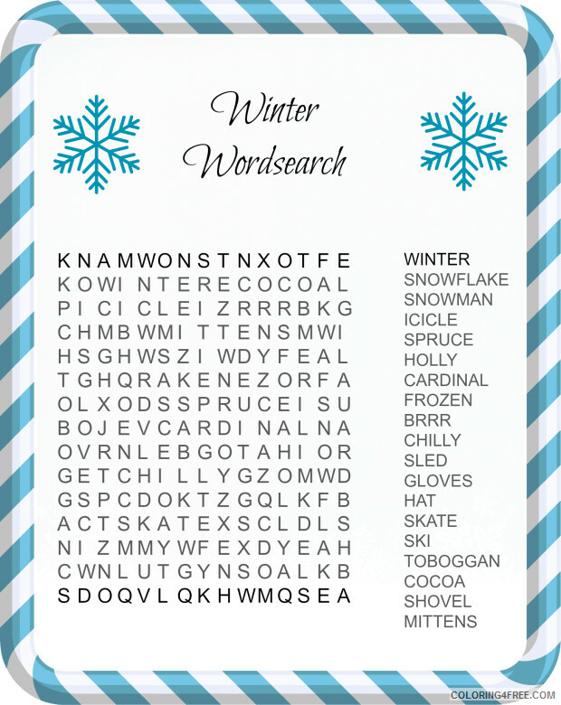 Word Searches Coloring Pages Educational Free Winter Printable 2020 2114 Coloring4free