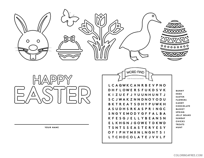 Word Searches Coloring Pages Educational Happy Easter Printable 2020 2121 Coloring4free