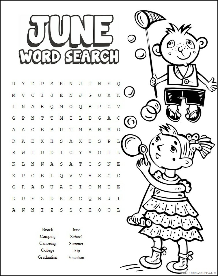 Word Searches Coloring Pages Educational June Printable 2020 2124 Coloring4free