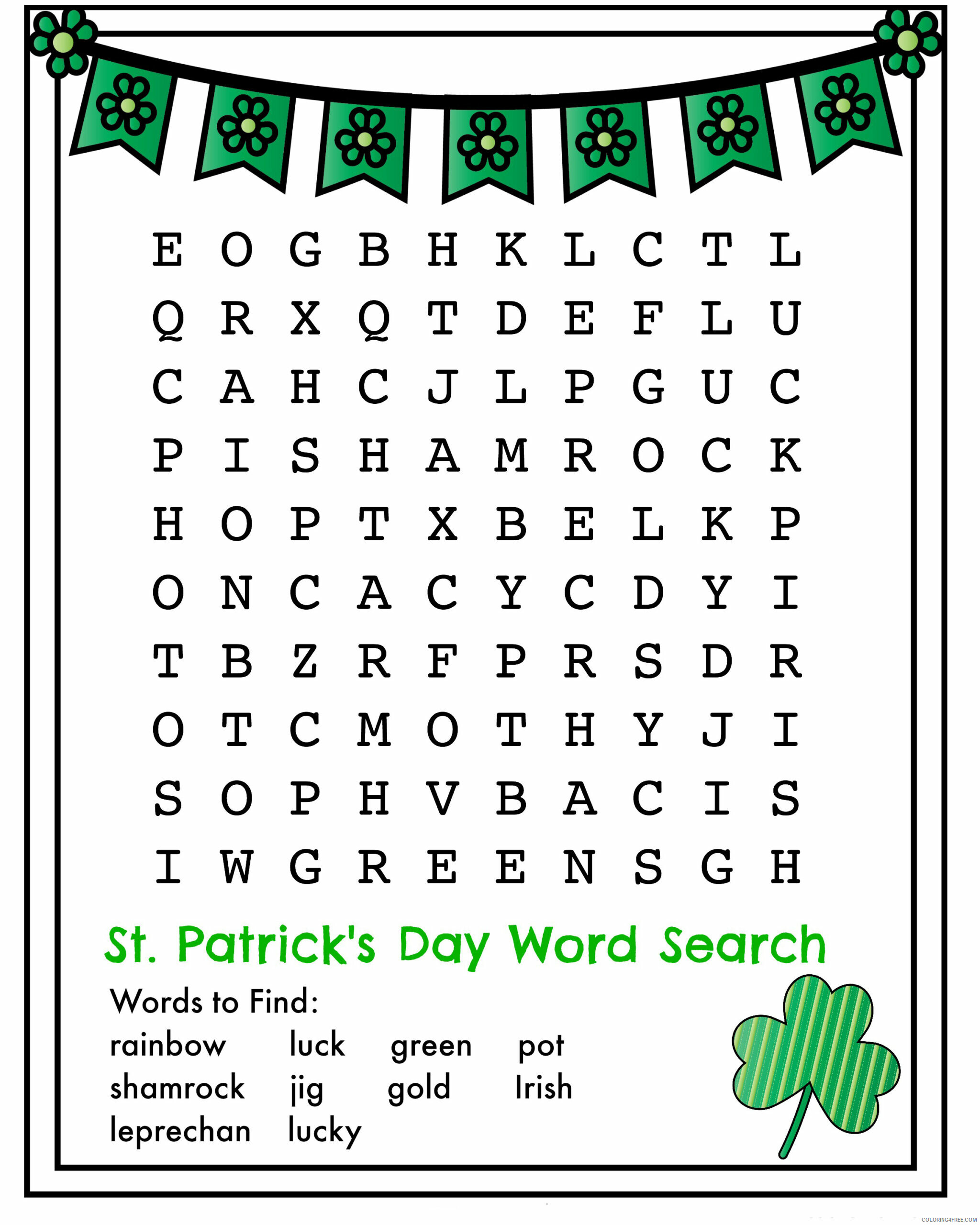 Word Searches Coloring Pages Educational Print St Patricks Day Print 2020 2140 Coloring4free